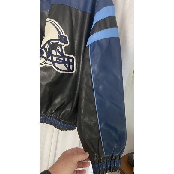 NFL Nashville Tennessee Titans Jacket Size Large Faux Leather Zip Front - Picture 12 of 16